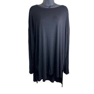 Shein Curve Top Womens Plus Size 3XL Solid Black Long Sleeve Hi Lo Shirt